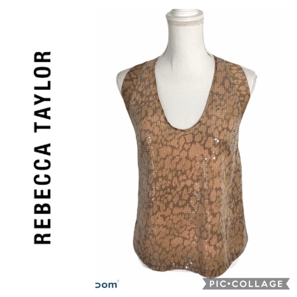 Rebecca Taylor Button Back Top Sz 2 Sequin Women’s Tank - Picture 1 of 8
